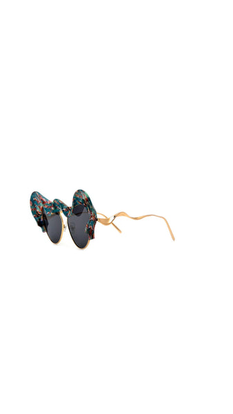"Fancy"-Statement Architectural Ruffle Design Runway Sunglasses