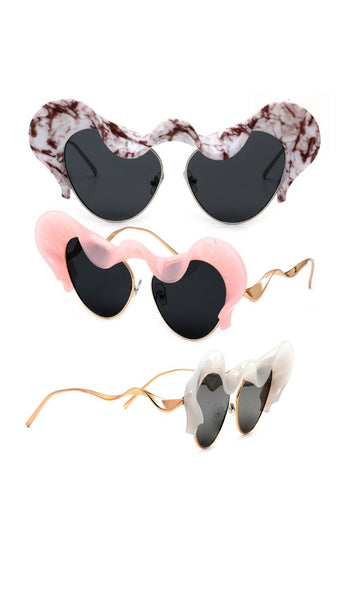 "Fancy"-Statement Architectural Ruffle Design Runway Sunglasses