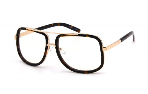 "Jones"  HIGH FASHION SQUARE CLEAR AVIATOR WITH METAL TRIM DETAIL