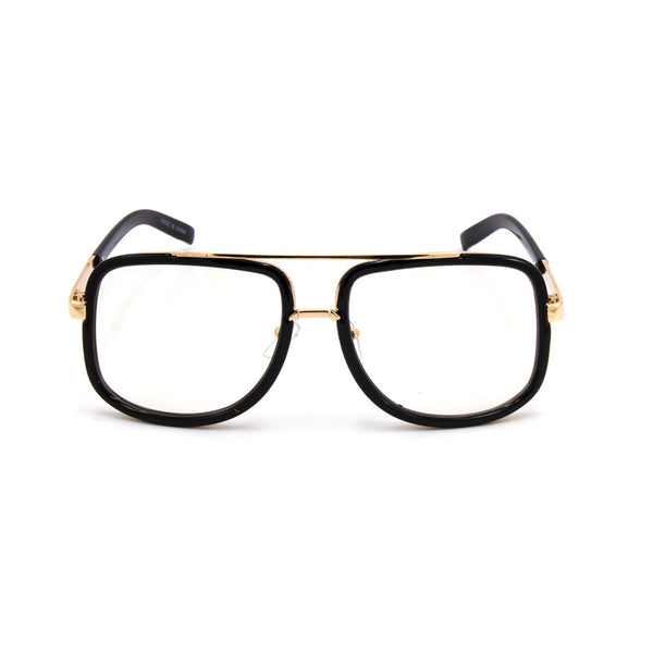 "Jones"  HIGH FASHION SQUARE CLEAR AVIATOR WITH METAL TRIM DETAIL