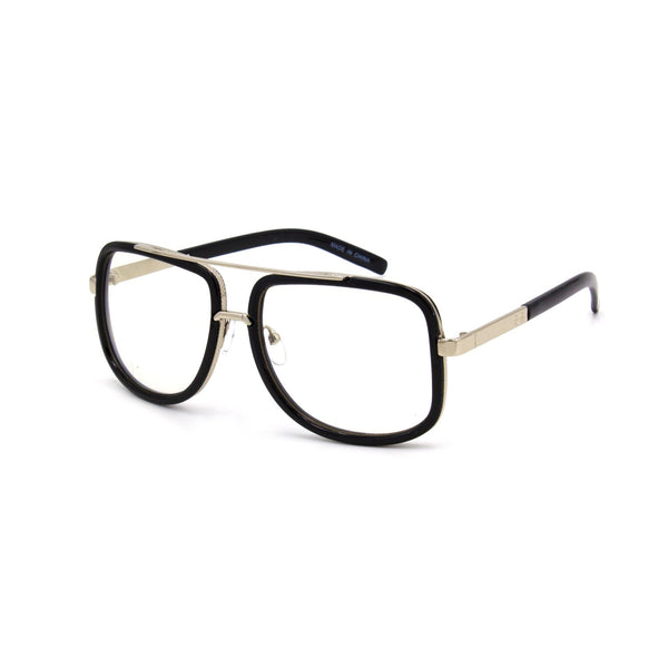 "Jones"  HIGH FASHION SQUARE CLEAR AVIATOR WITH METAL TRIM DETAIL
