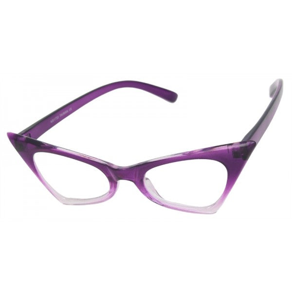 KISS Eyewear Women's Retro Cat Eye Glasses - Purple Frame, Clear Anti-Reflective Lenses